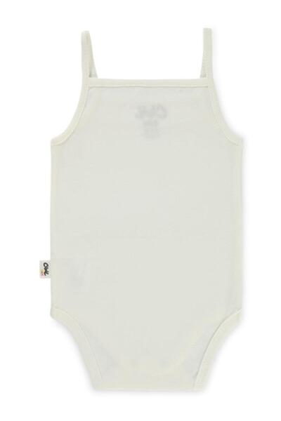 Civil Baby Penye İp Askılı Dantelli 3-9 Ay Kız Çıtçıtlı Badi - Ekru 3-6 Ay