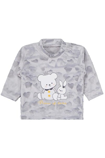 Minidamla Girl Bear Rabbit Embroidery 2-Piece Set 1-6 Months - Gray 3-6 Months