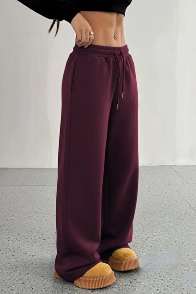 Mossta High Waist Wide Cut Diving Pants - Burgundy