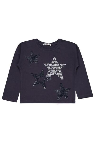 Civil Girls Glitter Star Printed 2-5 Years Old Set - Gray 5-6 Years Old