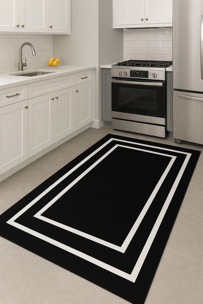 Dally Home DİJİTAL BASKILI Kaymaz Taban Yıkanabilir Modern Mutfak Halısı Salo...