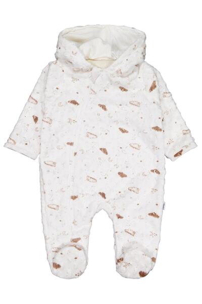 Minidamla Patterned Cosmonaut 1-9 Months Jumpsuit - Ecru 9-12 Months