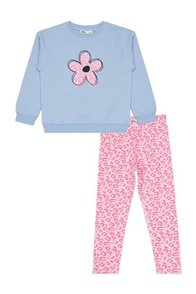 Civil Girls Leopard Flower Printed 6-9 Years Old Set - Pink 9-10 Years Old