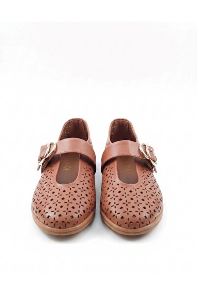 EMIENZA Senpera Lazer Detaylı Yuvarlak Burun Vegan Deri Babet