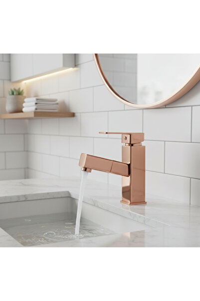 EMFA AKSESUAR صنبور حوض غسيل نحاسي حلزوني - صنبور حوض غسيل حلزوني قابل للتمدي...