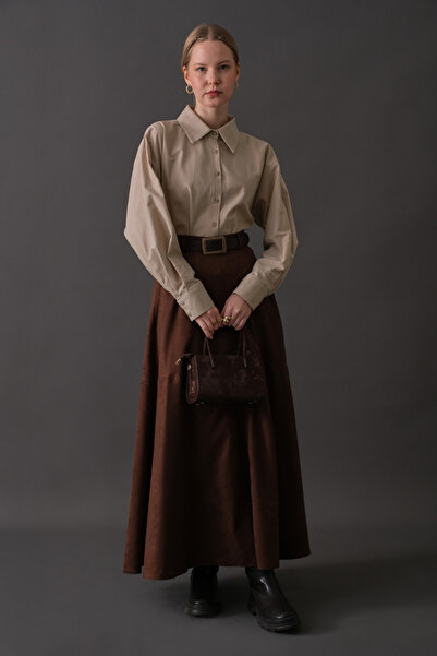 ZÜLAYS Düşük Kol Düğmeli Gömlek Taş