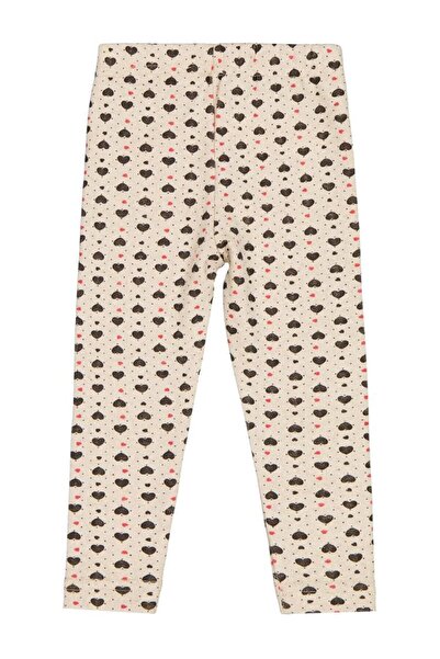 Civil Girls Heart Patterned Leggings for Ages 2-5 - Ecru 5-6 Years