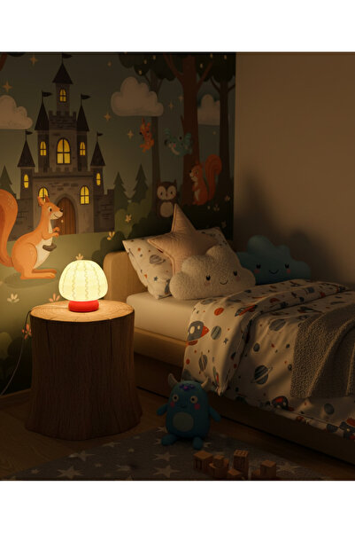 Elana Design Mumi Mantar Abajur - Abajur ve Çocuk Gece Lambası - Kırmızı