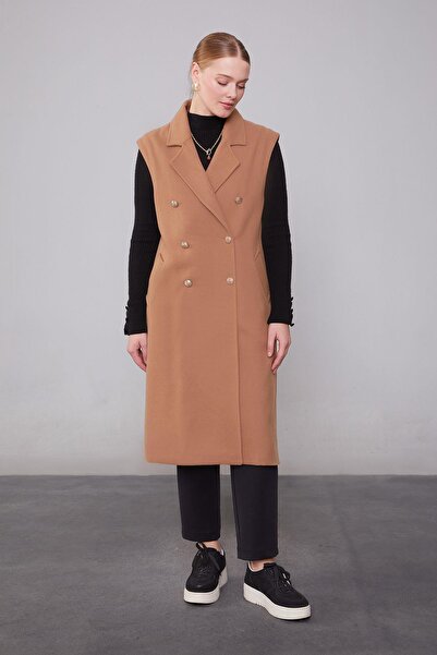 Levidor Brown Maxi Length Cashmere Vest