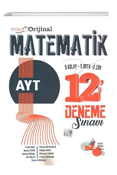 Açı Yayınları Mikro Orjinal AYT Matematik 12 Li Deneme Sınavı / 5 Kolay 5 Ort...
