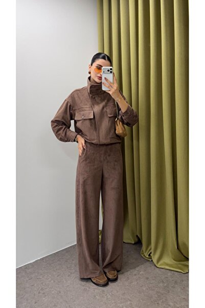 HAZELANNA Premium Suede Mink Suit