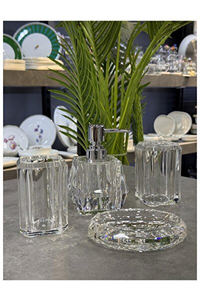 ROY KING Luxury Acrylic 4 Piece Bathroom Set Transparent