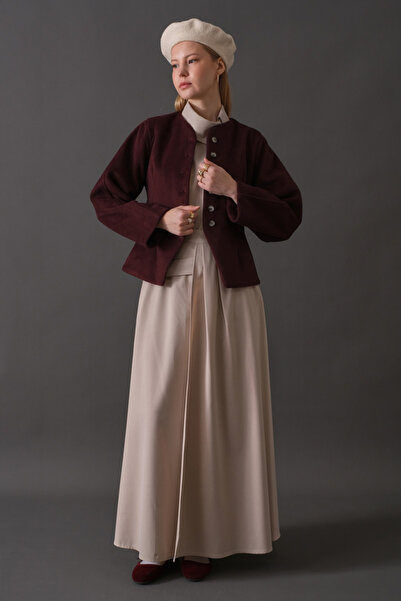 ZÜLAYS Pens Detaylı Kısa Ceket Bordo