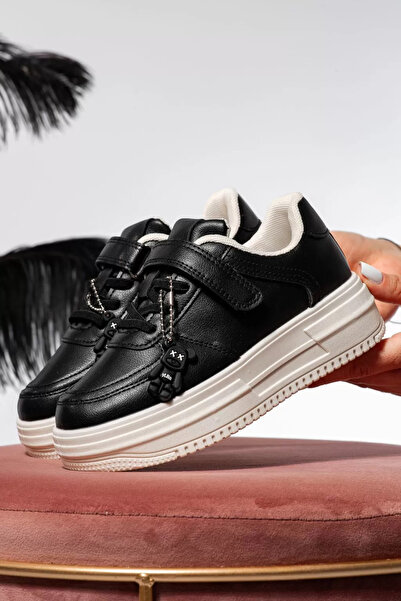 Zaira Μαύρα παιδικά πάνινα παπούτσια από οικολογικό δέρμα Eda #21393 - 35