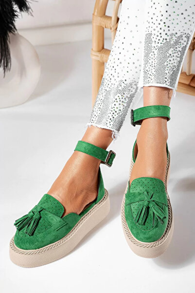 Zaira Pantofi casual dama verzi din piele ecologica intoarsa Aryan #21400