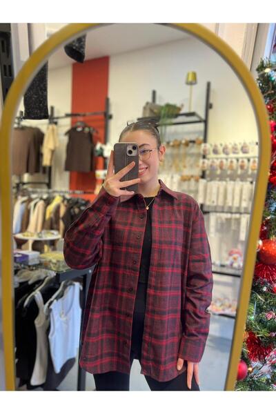 Betül Nayir Plaid Oversized Shirt -Red