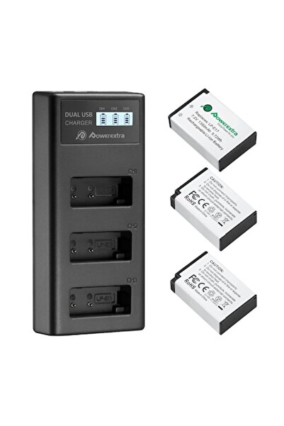 powerextra Set of 3 LPE17 1350mAh 7.2V Batteries with Triple LCD Charger for Canon EOS Cameras