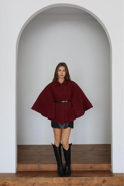 Patreon KADIN KEMERLİ KAŞE PANÇO