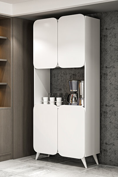 Givayo Mobilya BLANCA 4 Kapaklı Çok Amaçlı Dolap Mutfak Dolabı Erzak Dolabı A...