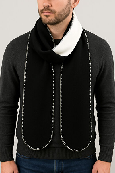arslan deco Double-Sided Black and White Fleece Scarf