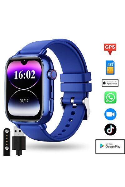 IdealTI Ceas inteligent 4G pentru copii (GPS+LBS, SOS, monitorizare traseu, mod spion, apel video, AMOLED) - Albastru