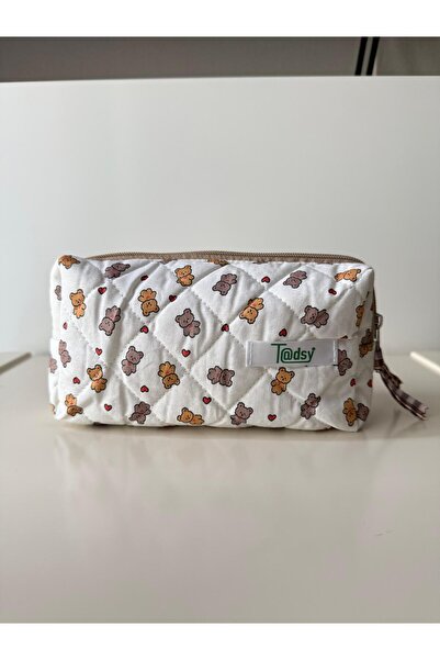 Tadsy Cute Teddy Bear Patterned 100% Cotton Pencil Bag |   19X9X6 cm |