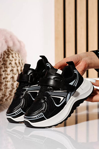 Zaira Μαύρα παιδικά πάνινα παπούτσια από υφασμάτινο υλικό Kate #21051 - 36