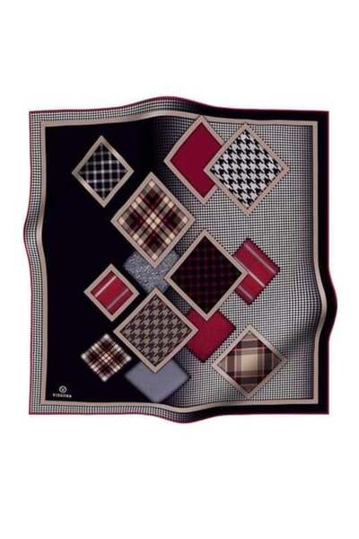 Vissona Tivil Silk Scarf 17422 - 2 - 0001 - 0018 Black Houndstooth Pattern
