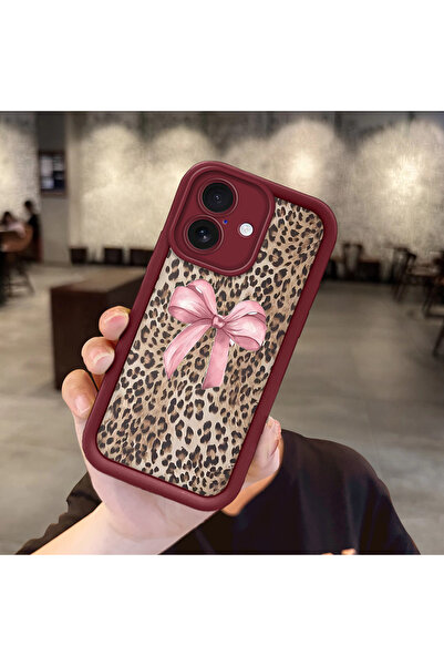 Hontinga غطاء هاتف سيليكون ناعم مضاد للسقوط بتصميم جلد الفهد متوافق مع آيفون 16