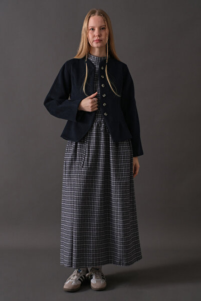 ZÜLAYS Pens Detaylı Kısa Ceket Lacivert