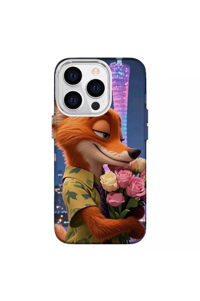 Turkuaz iPhone 13 Pro Max Compatible Luxury Silicone Case with Fox Design