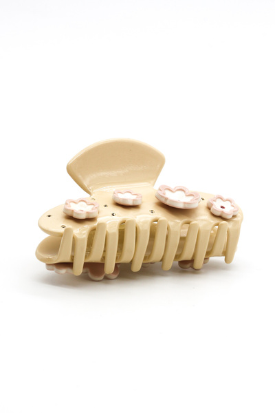 Nearsis Flower Themed Beige Colored Latch Buckle