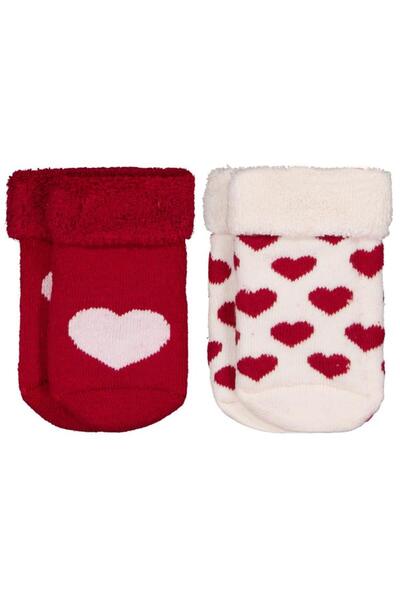 Civil Baby Heart Curled Towel 6- Pack of 2 Baby Girl Socks Set - Standard 6 Months