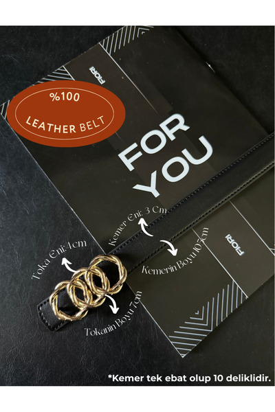 Fiori Genuine Curved Leather Combined Ring Buckle Women's Trouser Belt, Coat Belt, Dress Belt