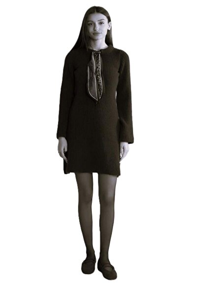 Robin 95157 Knitwear Scarf Dress Black