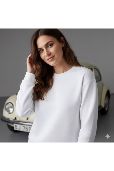 BW Bravely Wear سترة نسائية بدون طباعة برقبة دائرية