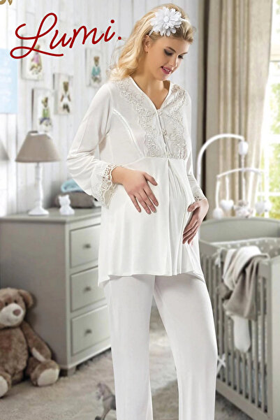 Lumieres مجموعة بيجامات أنيقة للحوامل من إنتاج خاص، مزينة بالدانتيل، مريحة لل...