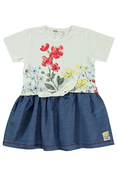 Civil Girls Colorful Flower Printed 2-5 Years Old Dress - Ecru 5-6 Years Old