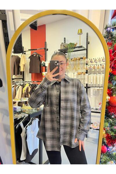 Betül Nayir Plaid Oversized Shirt - Anthracite