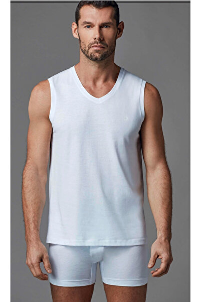 Dagi قميص داخلي رجالي، 100% قطن، برقبة على شكل V، بدون أكمام، حصري، طقم من 4 قطع