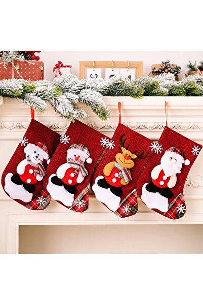 Generic Krauad Christmas Stockings 4 Pack - Santa Snowman Reindeer Bear (Color B)