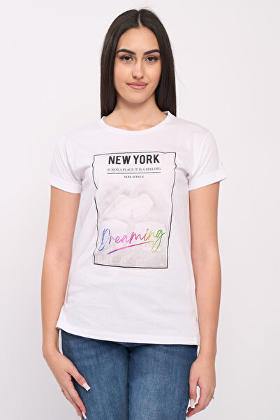 KVL by KENVELO Tricou dama cu maneca scurta si imprimeu