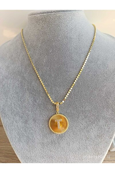 Renna Accessories Çarm harf kolye gold renk T harfi
