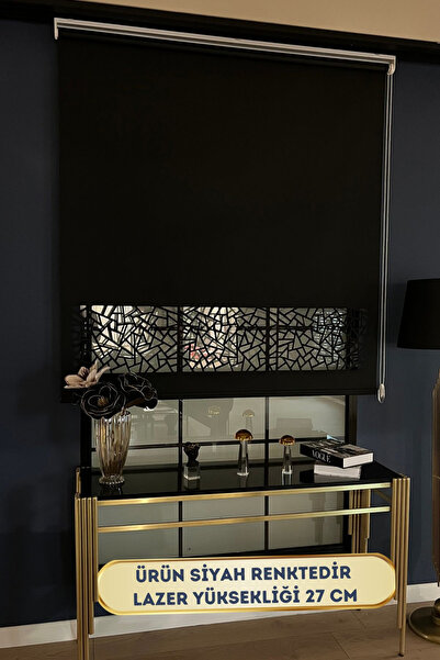 EYMENS HOME EYM320 Lazer Kesim Stor Perde Siyah Renk