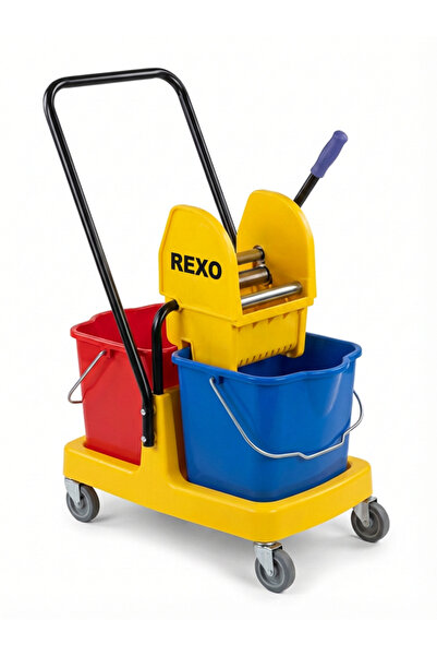 rexo عربة تنظيف مزدوجة تفصل الماء المتسخ عن النظيف مع عصارة –
