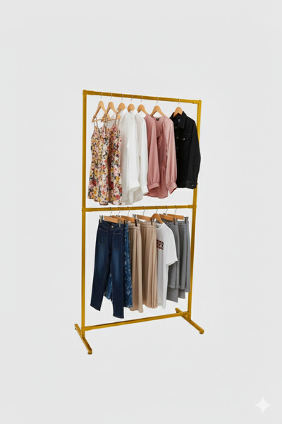 NovaLand Askılık Metal İki Katlı Konfeksiyon Ayaklı Elbise Askılık Sabit 185x...