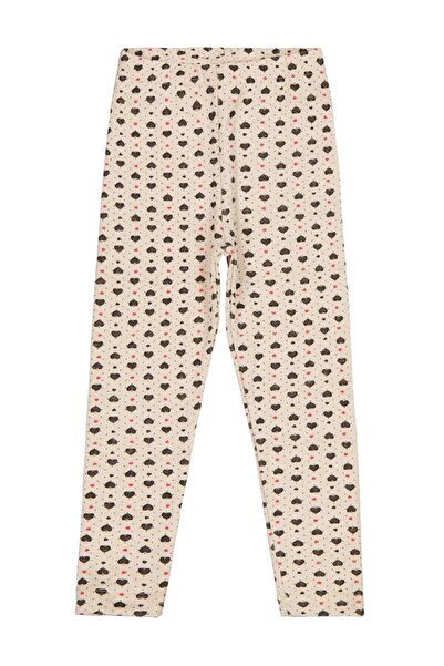 Civil Girls Heart Patterned Leggings for Ages 2-5 - Ecru 11-12 Years