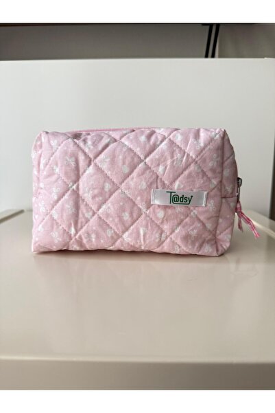 Tadsy Pink Ribbon Patterned 100% Cotton Makeup and Cosmetic Bag Medium Size |...