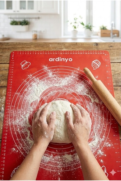 Ardinyo Profesyonel Silikon Hamur Açma Matı - Ölçülü, Kaymaz, Katlanır