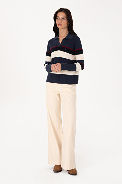 U.S. Polo Assn. Women's Cream Canvas Trousers 50309351-Vr256